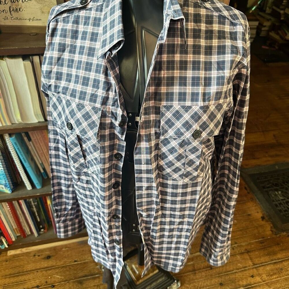 Billy Reid plaid tartan L fit 2 luxury button down shirt